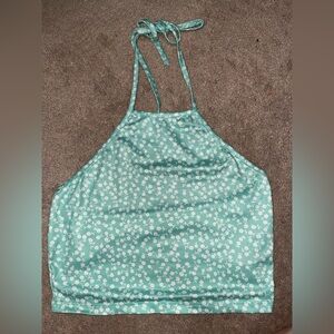 Teal Green Floral Halter Top
